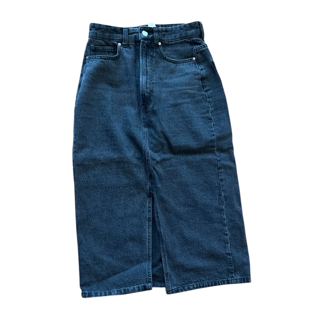H&M black denim skirt with front slit